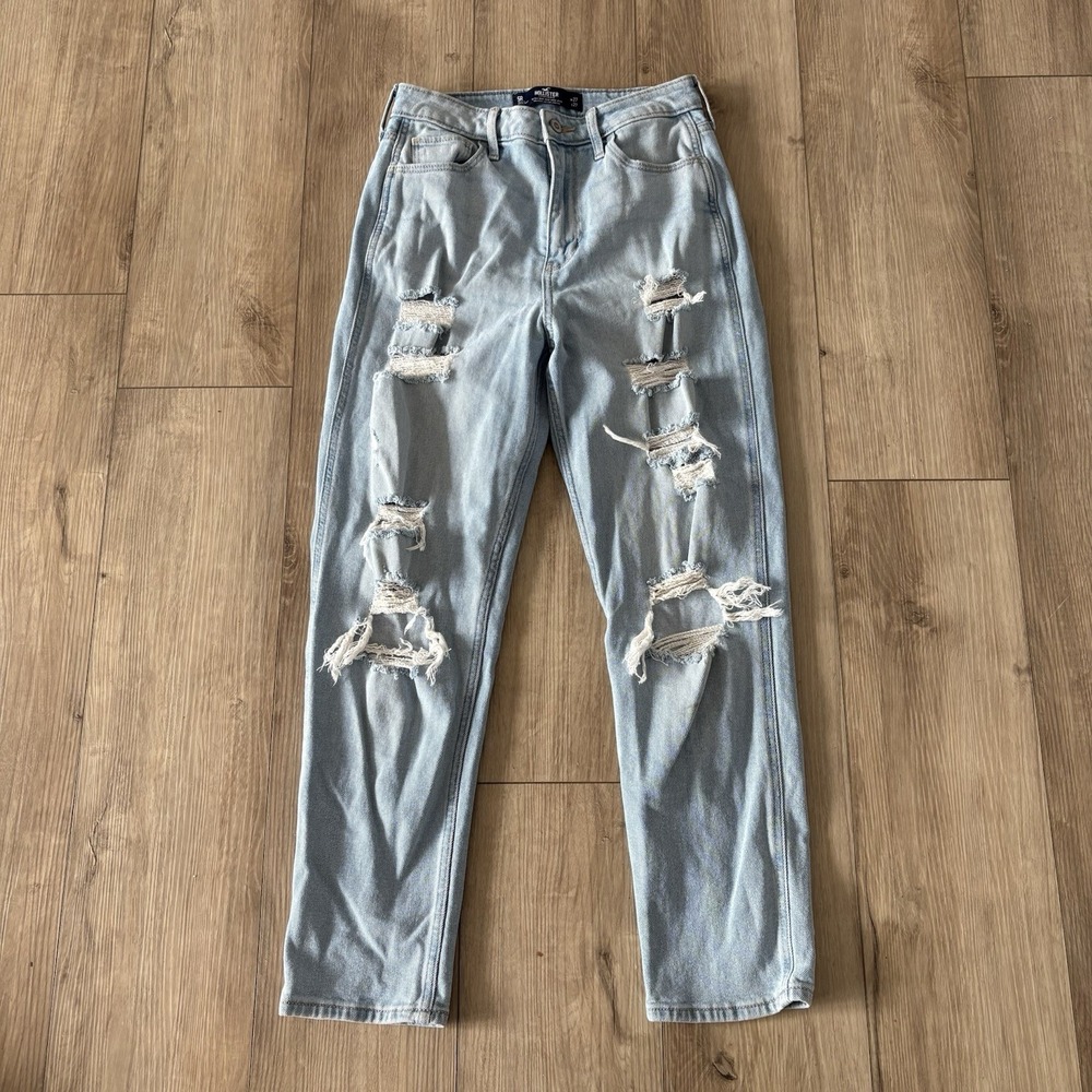 Hollister Women's Blue Denim Ultra High Rise Mom Distressed Jeans Size 5R